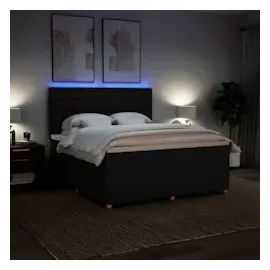 vidaXL Boxspringbett mit Matratze Schwarz 180x200 cm Stoff