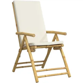 vidaXL 3-tlg. Bistro-Set Klappbar mit Cremeweißen Kissen Bambus