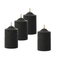 MARELIDA LED Kerzenet Rustik-Optik 15 cm schwarz 4 St.