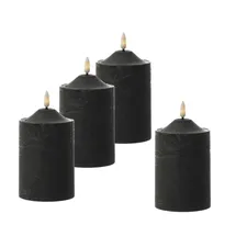 MARELIDA LED Kerzenet Rustik-Optik 15 cm schwarz 4 St.