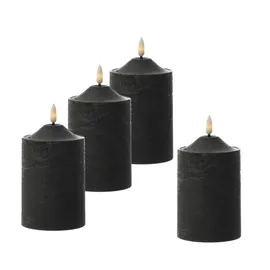 MARELIDA LED Kerzenet Rustik-Optik 15 cm schwarz 4 St.