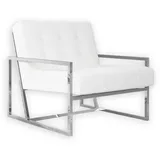 s-style möbel Loungesessel mit Silber, Füßen aus Bouclé-Stoff, B/T/H: 84 cm/ 89 cm/ 81 cm - Weiß