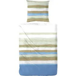 Bettwäsche PRIMERA "Renforce Bettwäsche Slushy", blau, B/L: 135cm x 200cm, , Renforcé, B/L: 80cm x 80cm, Renforcu00e9, Obermaterial: 100% Baumwolle, Bettwäsche, mit spannenden Verläufen