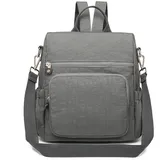 KONO Damen Rucksack Klein, Wasserdichter Tagesrucksack mit Diebstahlschutz, 3-in-1 Multifunktion Rucksack als Handtasche & Umhängetasche für Stadt, Arbeit, Reise Uni, Grau