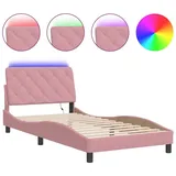 vidaXL Bettgestell mit LED ohne Matratze Rosa 100x200 cm Samt