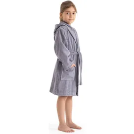 Bruno Banani Kinderbademantel BRUNO BANANI "Danny, Ideal für Zuhause, Schwimmbad oder im Urlaub" Gr. 104, grau, L:61cm, Walkfrottee, Hausmäntel, mit Logostreifen, aus 100% Baumwolle