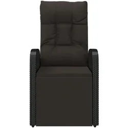 vidaXL Garten-Liegestuhl mit Auflage Poly Rattan Schwarz