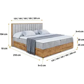 altdecor BOXBETT mit Matratze H4 und Lattenrost - 160x200 - Hellgrau