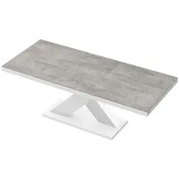 Design Esstisch Tisch HE-888 Grau Beton - Weiß Hochglanz ausziehbar 160 bis 210 cm