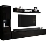 INOSIGN Wohnwand INOSIGN "PARIS, Vitrine Türanschlag links/rechts wechselbar", schwarz (schwarz graphite matt, schwarz hochglanz), B:220cm H:130cm T:33cm, Kastenmöbel-Sets, Wohnwand, grifflose Design, stehend und hängend montierbar