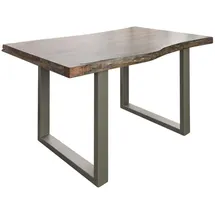 Massivmoebel24 Baumtisch 140 x 77 x 90 cm grau/silber