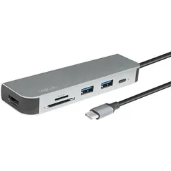 LogiLink USB-C HUB, HDMI, PD, Kartenleser, USB 3.2 GEN 1x1, Alu