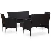 vidaXL Polyrattan Set 5-tlg. schwarz