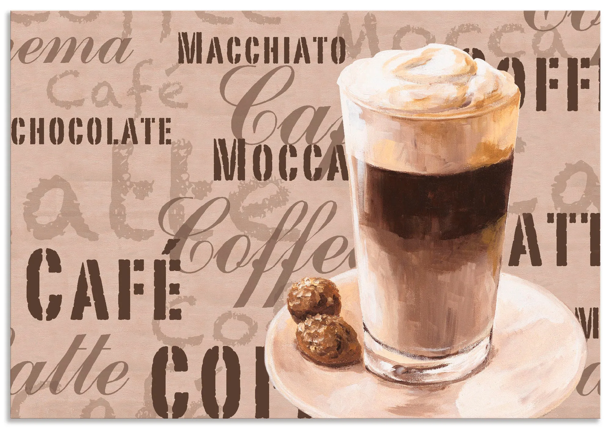 Küchenrückwand »Kaffee - Latte Macchiato«, (1 tlg.), Alu Spritzschutz mit Klebeband, einfache Montage, 66138535-0 naturfarben B/H: 80 cm"x"55 cm