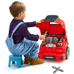 VEVOR Motorspielzeug 60-teilig Kindermechaniker Autoreparaturset ab 3 Jahren Rot