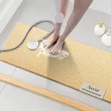 Asvin Weiche, strukturierte Badematte, ca. 120 x 40 cm, phthalatfrei, rutschfeste Komfort-Badewannenmatten mit Ablauföffnungen, PVC-Luffa-Badezimmermatte für Nassbereiche, schnell trocknend