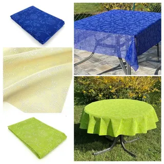 heimtexland ® Outdoor Garten Camping Tischdecke Ranke Wetterfest UV-Beständig Waschbar Weichschaum Gartentischdecke Typ798 Blau 160 cm rund