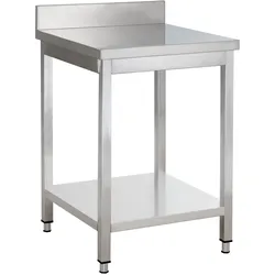GastroHero Edelstahl Arbeitstisch Basic 6x7 mit Grundboden und Aufkantung