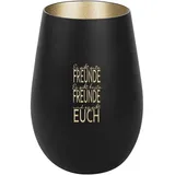 der-porzellan-laden Windlicht mit Gravur Es gibt Gute Freunde, Schwarz Gold, Teelichthalter aus Glas mit Spruch, Tischdeko modern