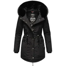 Navahoo Damen, Warmer Winterparka mit doppelter Kunstpelz-Kapuze Sweety Deluxe Black Gr. L - L