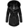 Navahoo Damen, Warmer Winterparka mit doppelter Kunstpelz-Kapuze Sweety Deluxe Black Gr. L - L