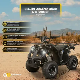 MIWEBA Kinder Quad S-8 Farmer 125 cc Motor Miniquad 125 ccm Toronto (Schwarz)