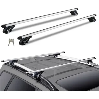 Vevor Dachträger Universal Dachgepäckträger Auto Alu Querträger 90 kg Tragkraft, für erhöhte Seitenschiene mit Lücke, passend Innenabstand des Dachbalkens 19-116 cm, Rohrdurchmesser 28-68 mm