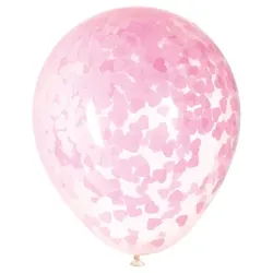 5 Luftballons mit Konfetti Herzen pink