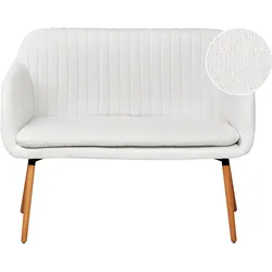 2-Sitzer Küchensofa Bouclé cremeweiß / heller Holzfarbton TABY