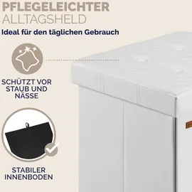 CASARIA CASARIA® Faltbarer Sitzhocker mit Stauraum Kunstleder Weiß