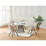 vente-unique Esstisch ausziehbar - 2 bis 12 Personen - MDF & Stahl - Marmor-Optik Weiß & Schwarz - FIRELA