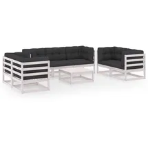 vidaXL Garten-Lounge-Set 8-tlg. Kiefer Massivholz weiß
