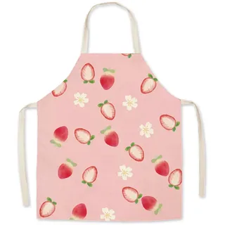 Naapesi Küchenschürze Kinder, Obst Schürze, Kinderschürze zum Kochen und Backen, Schürzen für Kinder, Küchenschürze, Kinderschürzen für Küche Kochen Backen Malerei (Erdbeere) - 45x52 cm