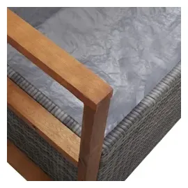 vidaXL Bank mit Stauraum 115 cm Poly Rattan Massivholz Akazie Grau