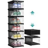 Songmics Schuhschrank mit 6 Schuhboxen 1-tlg. transparent-tintenschwarz