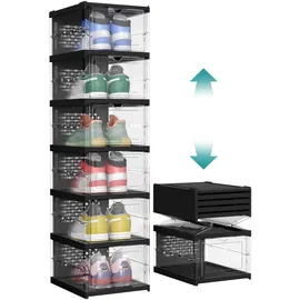 Songmics Schuhschrank mit 6 Schuhboxen 1-tlg. transparent-tintenschwarz