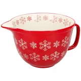 Mambocat Rührschüssel Schneeflocke rot creme 2,5L Teigschale mit Griff Kekse Weihnachten