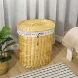 Homcom Wäschekorb aus Weide Weidenrute geflochten mit Deckel Natur 100L 51 x 38 x 57 cm