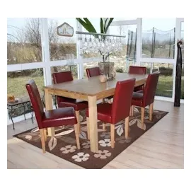 Mendler 4er-Set Esszimmerstuhl Stuhl Küchenstuhl Littau ~ Leder, rot helle Beine