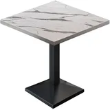 GGM Möbel BPA | Bistro Tisch | Quadratisch | Edelstahl Rand | 80 x 80 x 78,5 cm | Weiß Marmor / Schwarz