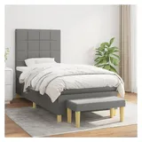 vidaXL Boxspringbett 100 x 200 cm Dunkelgrau