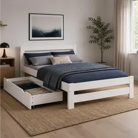 Homestyle4u Doppelbett 140 x 200 cm Weiß