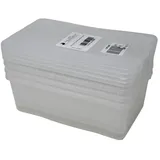GRIZZLY Aufbewahrungsboxen 5 x 5 L mit Deckel transparent - Klarsichtboxen stapelbar mit Belüftung