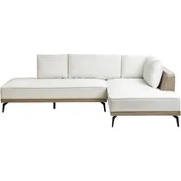 Beliani Ecksofa Stoff 3-Sitzer Cremeweiß