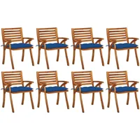 HOMMIE© Outdoor-Stuhl ,Gartenstühle mit Kissen 8 Stk. Massivholz Akazie Relaxsessel Armlehnstuhl & schlichten Design