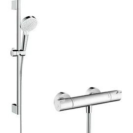 Hansgrohe Crometta Brausesystem Vario mit Ecostat 1001 CL Thermostat weiß/chrom 27812400