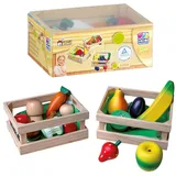 Happy People 45005 Holzkorb mit Holzobst Holzgemüse mehrfarbig 13,5x10x6cm