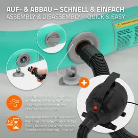 ECD Germany Aufblasbare Gymnastikmatte Turnmatte Airtrack 5m, Grün-Mint H:10 cm, inkl. Tragetasche, Luftpumpe & Flick-Set, Fitnessmatte Tumbling M... - Grün