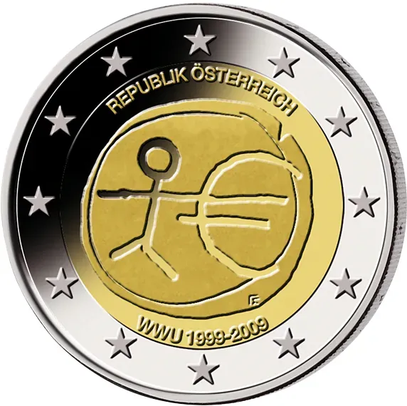 2 Euro Gedenkmünze "10 Jahre Wirtschafts- und Währungsunion" 2009 aus Österreich