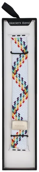 Neues Armband GlacierX Geflochtene Magnetverschluss Prism Streifen für Apple Watch 38/40/41mm Weiß-Regenbogen